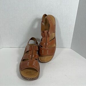 NaturalSoul by Naturalizer Womens Cambria Brown Leather Sandals 8.5W Comfort